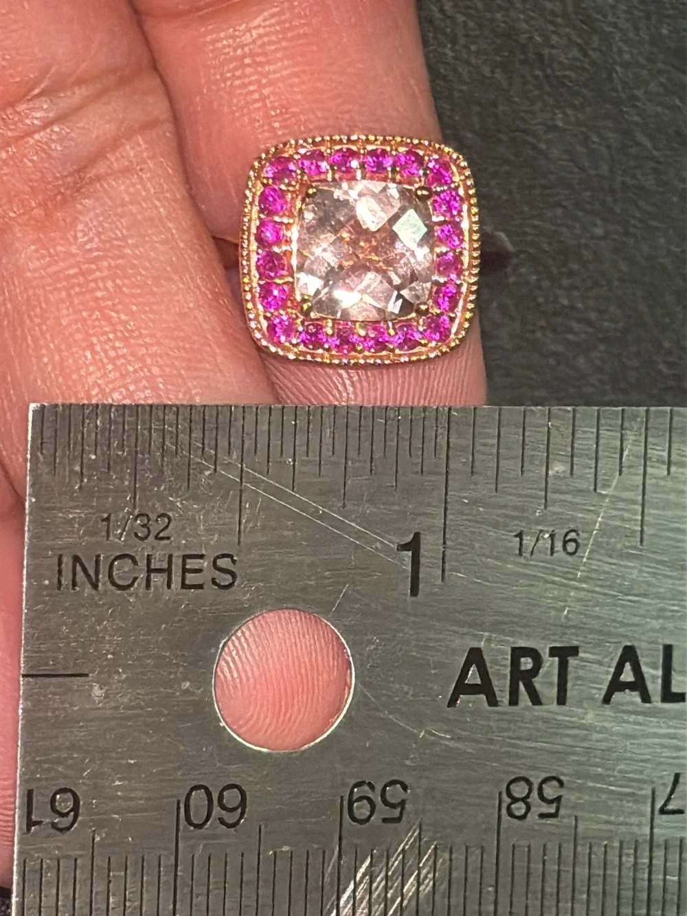 14k Rose Gold Ring Morganite and Pink Ring